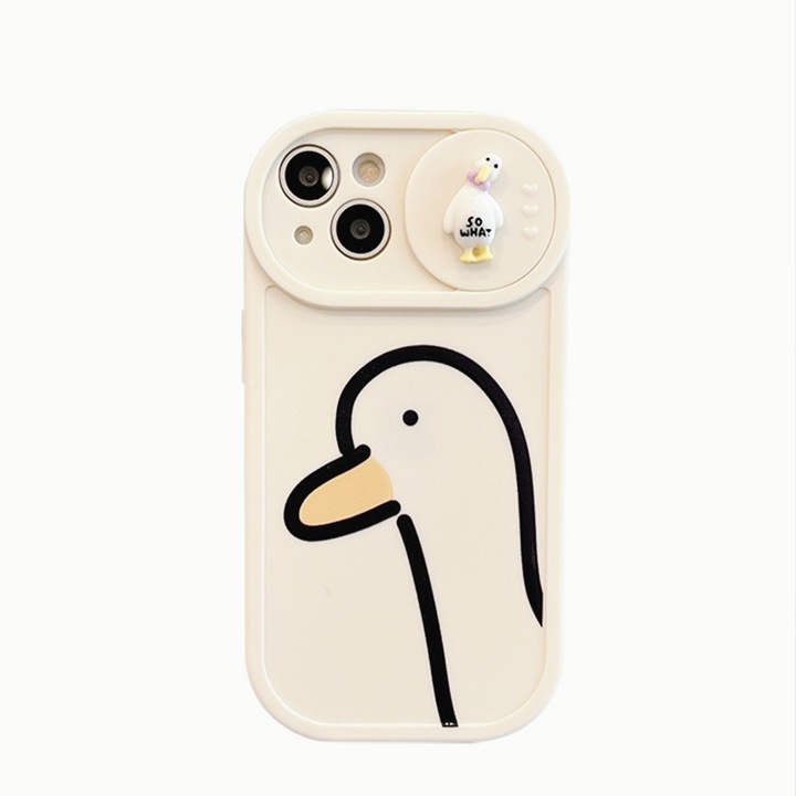 Telefontok, kacsa fazon ablakos, Szilikon, iPhone 15-höz, Ivory