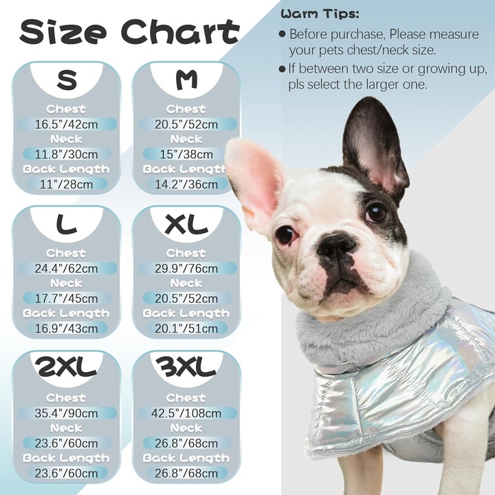Kutyakabát, meleg, polár, télre, vízálló, magas gallér, fényvisszaverő, M-es méret, holografikus szürke