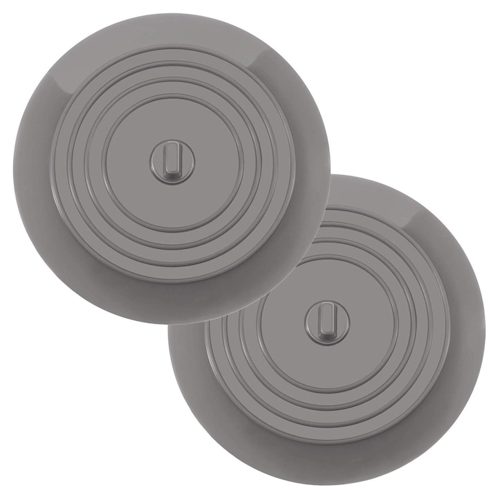 Set 2 Capace Din Silicon, JENUOS®, Pentru Chiuveta/Cada, Diametru 15 cm, Protectie Impotriva Gandacilor si Mirosurilor Neplacute, Gri