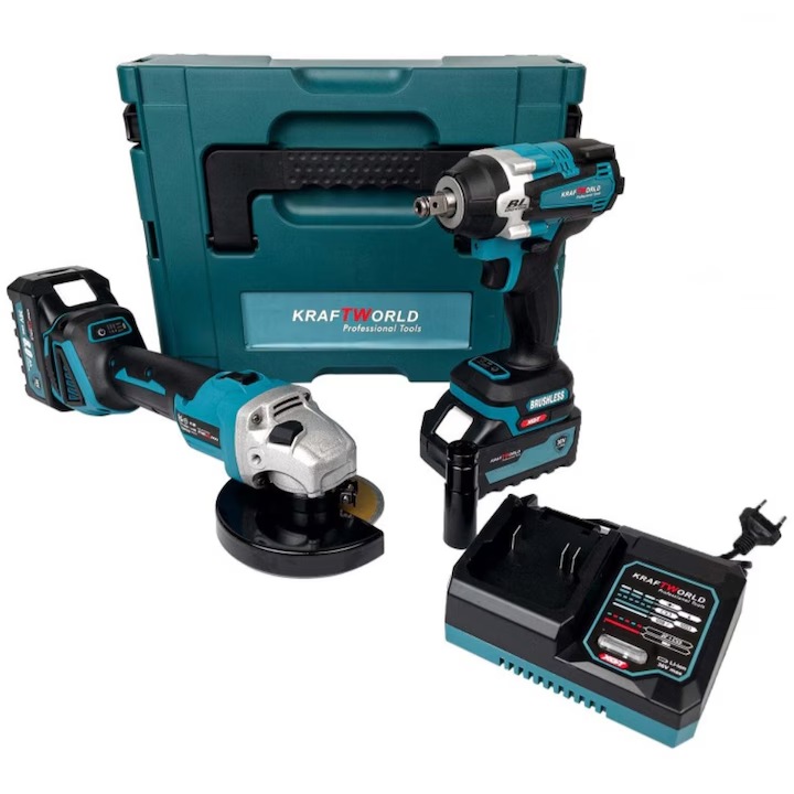 Kit Polizor Unghiular + Autofilentanta cu impact, Barste, 2 acumulatori 36v 6ah