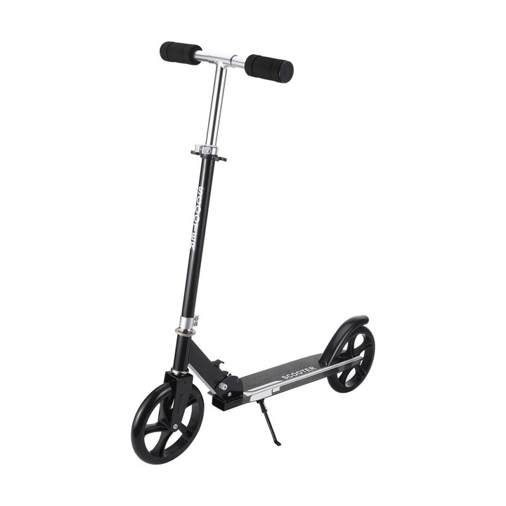 Trotineta copii si adolescenti NOVOKIDS™ Fusion EVO PRO, Maxim 100 kg, Functie Super Brake, Maner reglabil pe inaltime, Diametru roata 200 mm, Negru