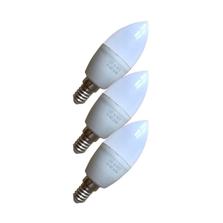 Set 3 becuri LED 7W, C37, E14, AVI-2462
