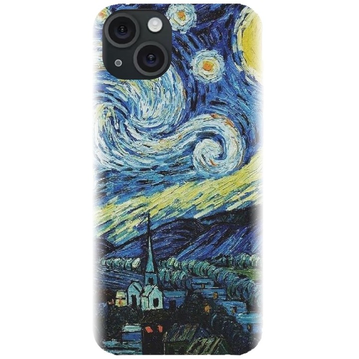 Силиконов кейс, съвместим с Apple iPhone 15 - модел The Starry Night