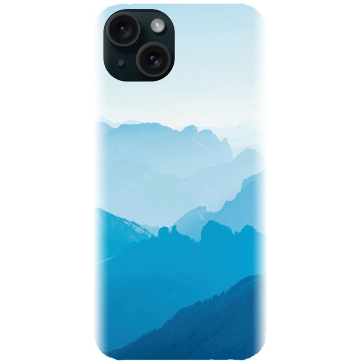 Силиконов кейс, съвместим с Apple iPhone 15 Plus - модел Blue Mountain Crests