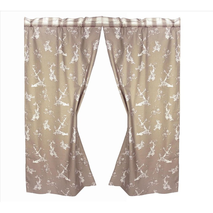 Перде за кухня, памук, бежово/бяло, 150х70см