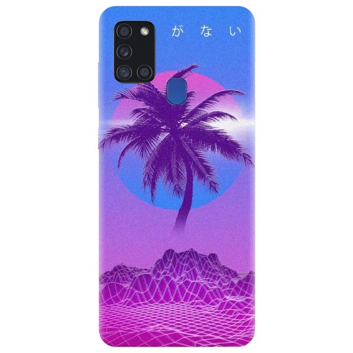 Szilikon tok kompatibilis a Samsung Galaxy A21s - Vaporwave Palm modellel