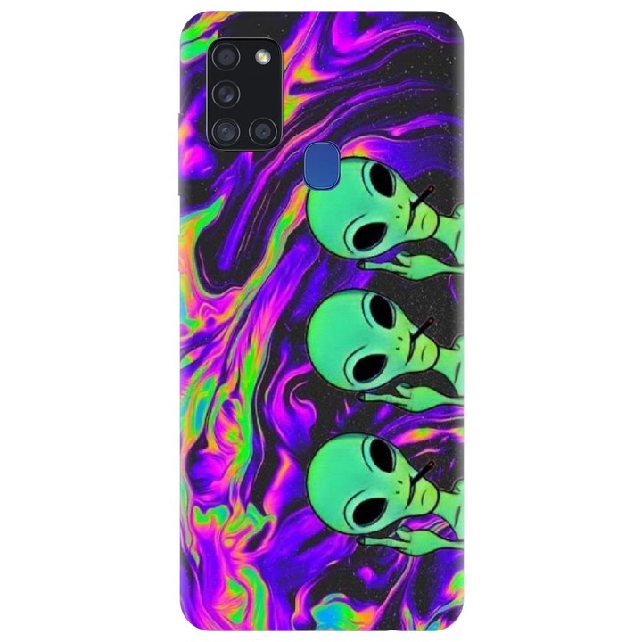 Szilikon tok kompatibilis a Samsung Galaxy A21s - Trippy Aliens modellel