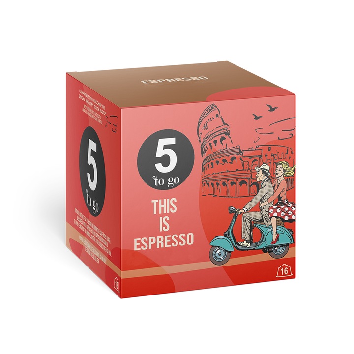 Set 3 x Cafea capsule Espresso, 5 to go, compatibile Dolce Gusto, 48 capsule, 336 g