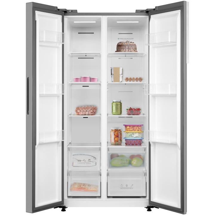 Side by side Tesla RB4600FMXE, 460 l, Clasa E, Total No Frost, Motor Inverter, Display LED, H 177 cm, Inox