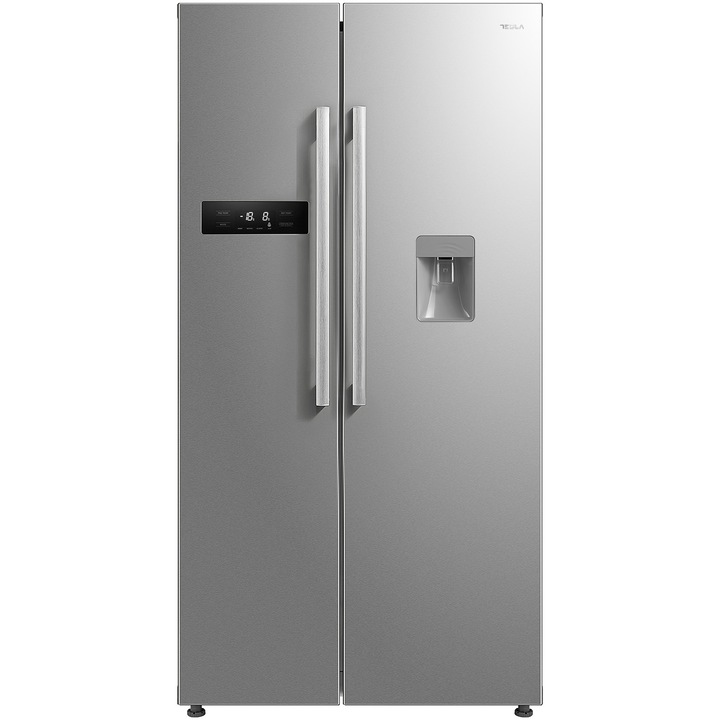 Tesla RB5201FMXE Side by side hűtőszekrény, 535 l, E energiaosztály, Total No Frost, vízadagoló, LED kijelző, H 177 cm, Inox