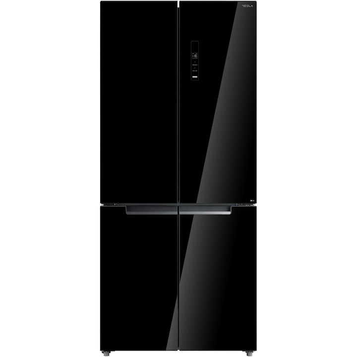 Side by side Tesla RF5200FMBE, 511 l, Clasa E, Total No Frost, Motor Inverter, Display LED, H 190 cm, Sticla Neagra