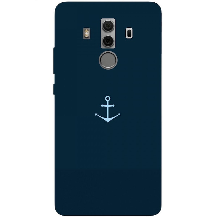 Husa din silicon compatibila cu Huawei Mate 10 Pro - model Blue Navy Anchor Illustration