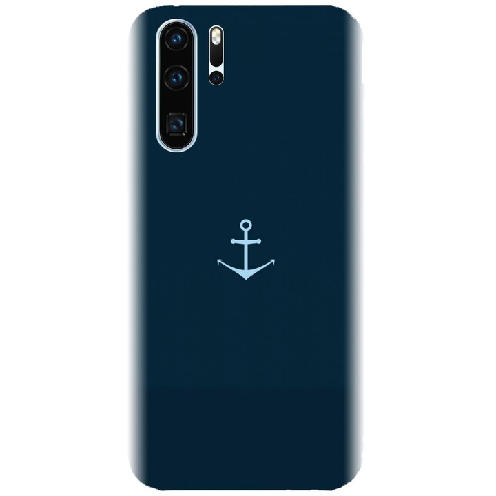 Силиконов калъф, съвместим с модел Huawei P30 Pro - Blue Navy Anchor Illustration