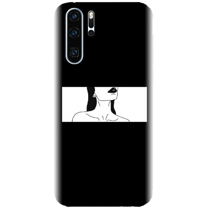 Силиконов калъф, съвместим с модел Huawei P30 Pro - Black Lips Line Art