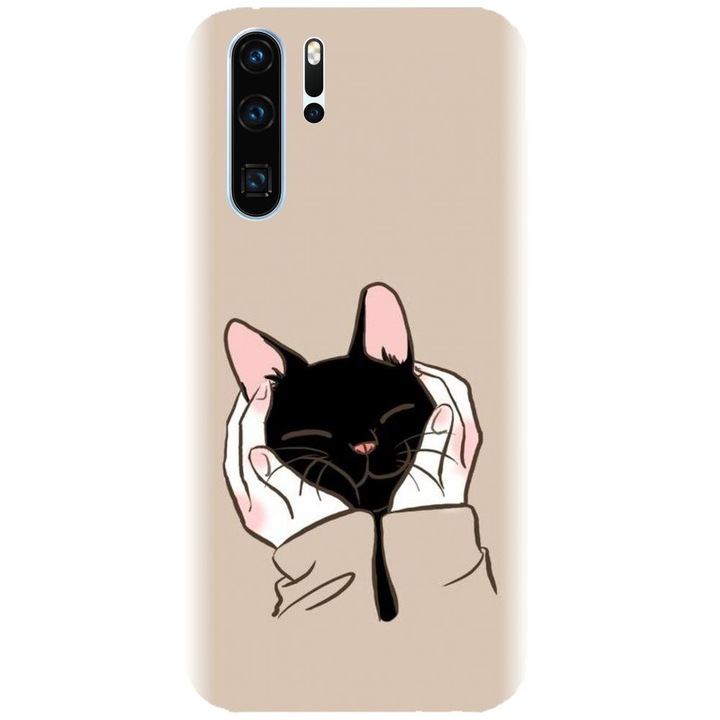 Калъф Силиконов съвместим с Huawei P30 Pro - модел Th Black Cat In Hands