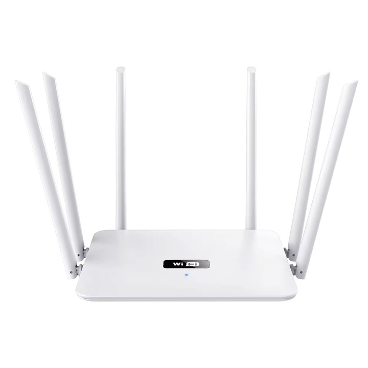 Безжичен рутер NBKEY MK1200, 6 антени, 1000Mbps Full Gigabit, Dual Band 2.4G&5G, 802.11n MU-MIMO протокол, Wi-Fi Wave2, бял