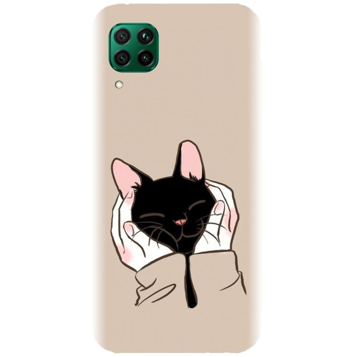 Husa din silicon compatibila cu Huawei P40 Lite - model Th Black Cat In Hands
