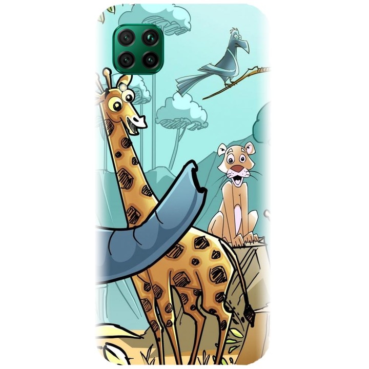 Husa din silicon compatibila cu Huawei P40 Lite - model Animale din jungla