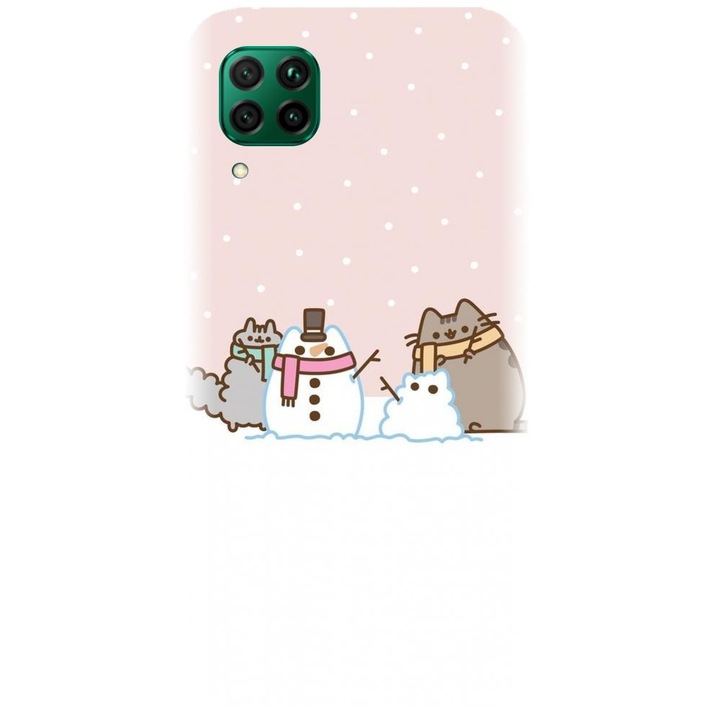 Husa din silicon compatibila cu Huawei P40 Lite - model Cat And Snowman