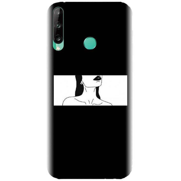 Husa din silicon compatibila cu Huawei P40 Lite E - model Line Art Buze Negre
