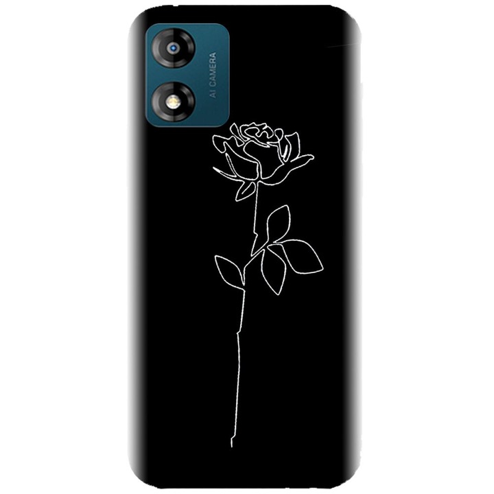 Husa din silicon compatibila cu Motorola Moto E13 - model Black Rose