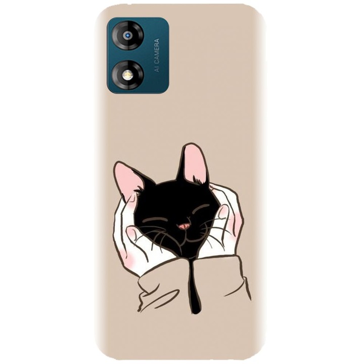 Husa din silicon compatibila cu Motorola Moto E13 - model Th Black Cat In Hands