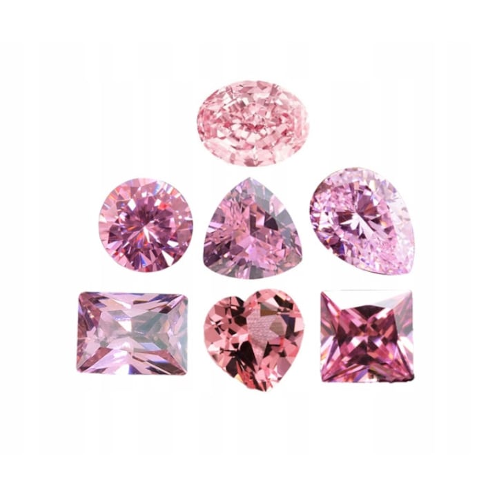 Set 7 piese safire roz, 0.5 carate, 7x7mm