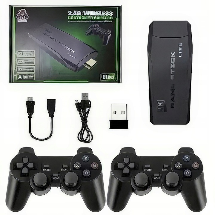 Consola Retro 2.4G Wireless 4K, 10000+ jocuri, 64GB, set cu 2 controlere