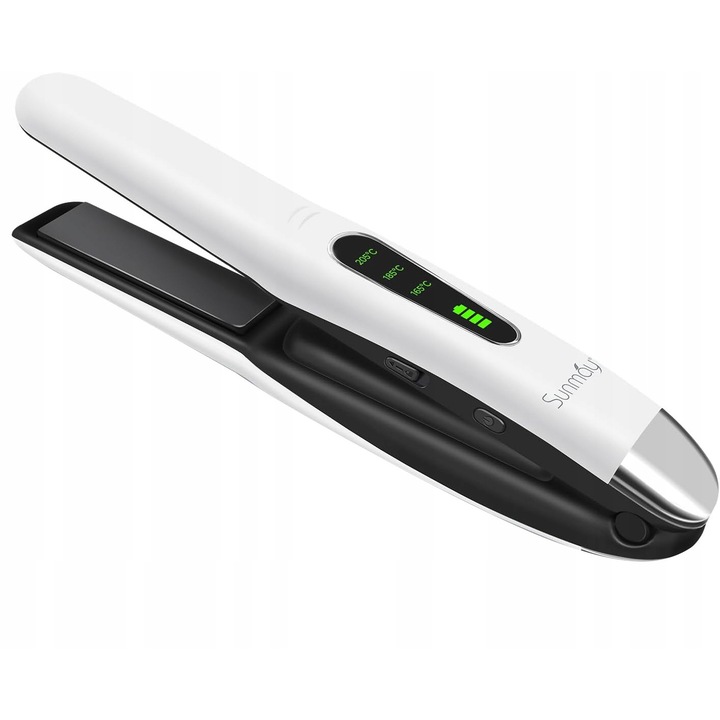 Преса за коса и маша Sunmay Voga, керамика, USB-C бързо зареждане, преносима, бяла