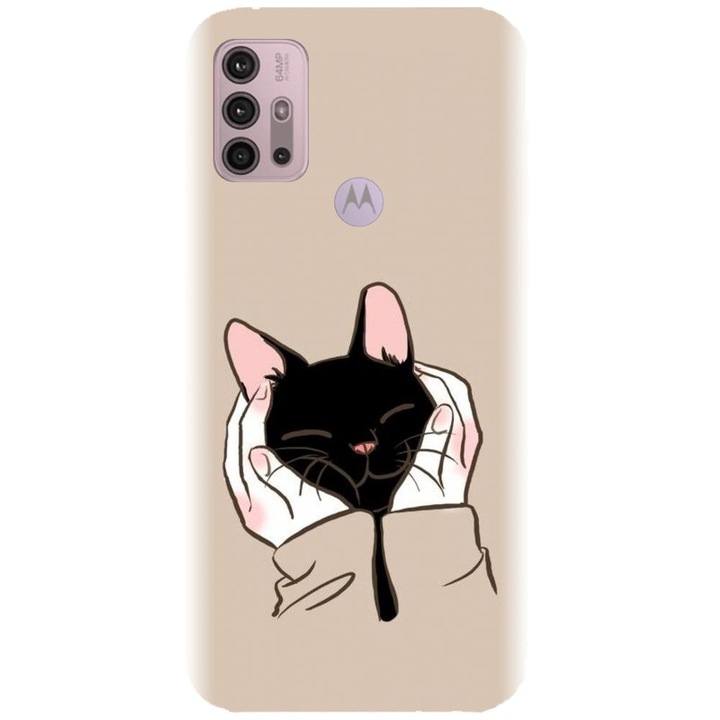 Husa din silicon compatibila cu Motorola Moto G30 - model Th Black Cat In Hands