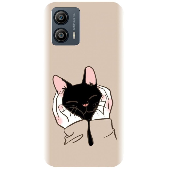 Husa din silicon compatibila cu Motorola Moto G53 - model Th Black Cat In Hands