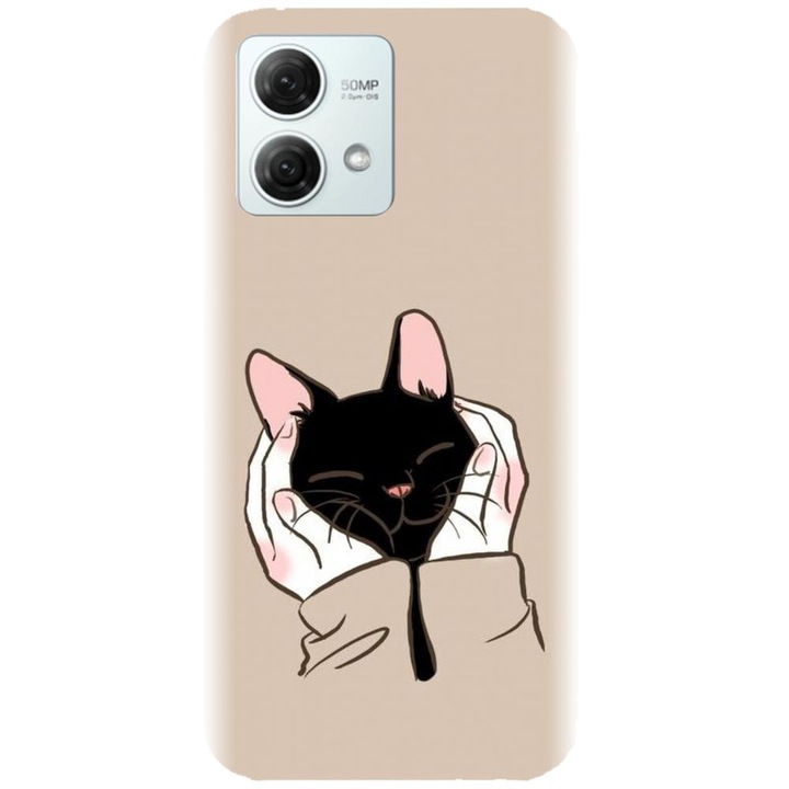 Husa din silicon compatibila cu Motorola Moto G84 - model Th Black Cat In Hands