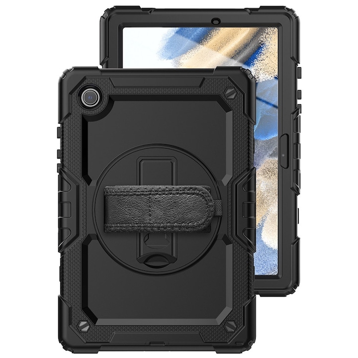 Калъф за таблет JESWO за Samsung Galaxy Tab A9 8.7", удароустойчив, със стойка и презрамка, черен