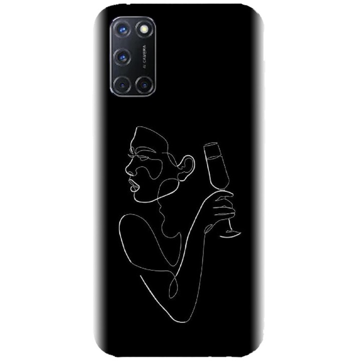 Husa din silicon compatibila cu Oppo A72 4G - model Line Art Champagne