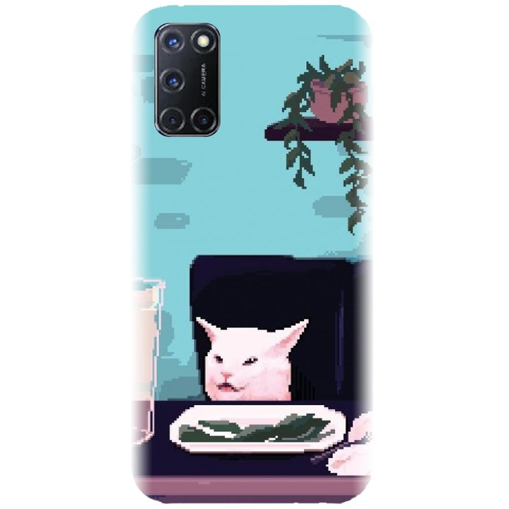 Husa din silicon compatibila cu Oppo A72 4G - model Pixel Art Cat Meme