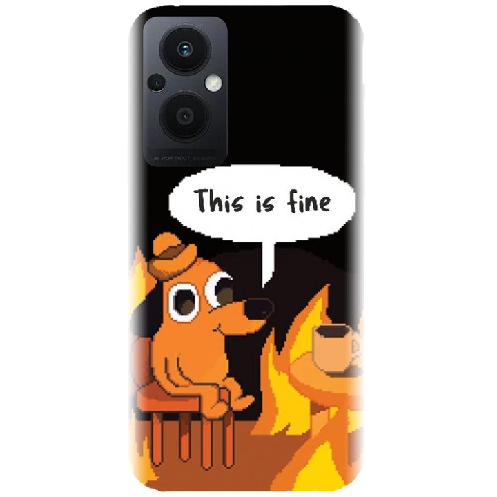 Силиконов капак, съвместим с модела Oppo Reno 7Z 5G - Pixel Art This Is Fine