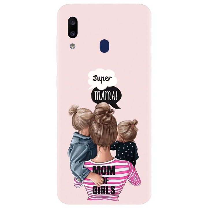 Husa din silicon compatibila cu Samsung Galaxy A40 - model Mama de fete
