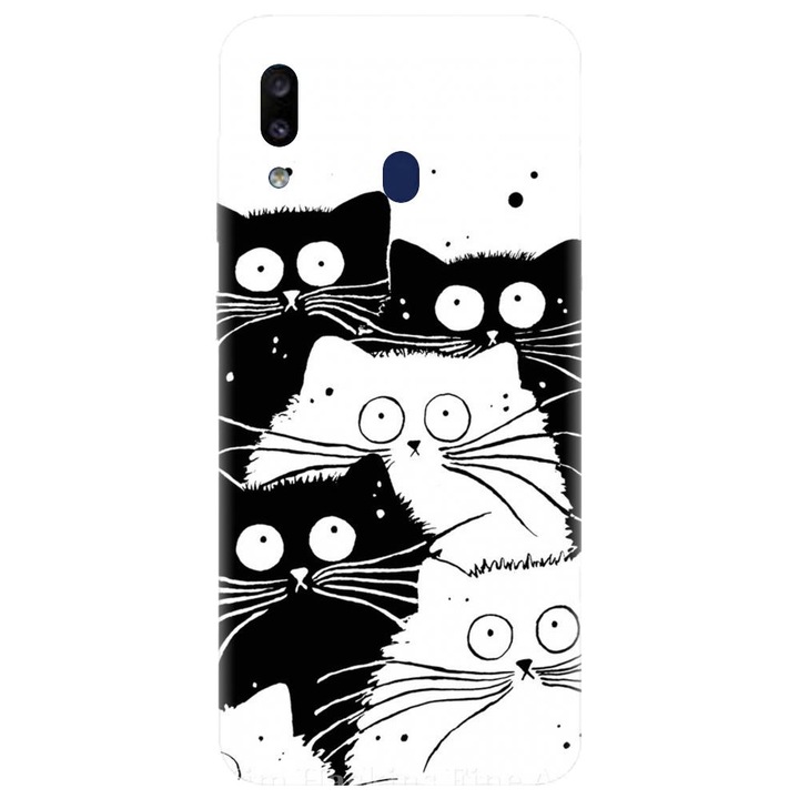 Husa din silicon compatibila cu Samsung Galaxy A20 - model Oo Cats