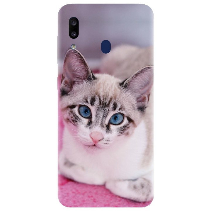 Husa din silicon compatibila cu Samsung Galaxy A20 - model Siamese Kitty