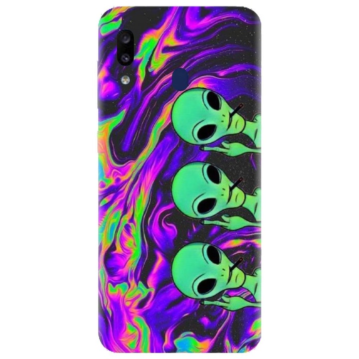 Husa din silicon compatibila cu Samsung Galaxy A40 - model Trippy Aliens