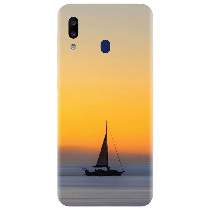 Husa din silicon compatibila cu Samsung Galaxy A40 - model Wind Sail Boat Ocean Sunset