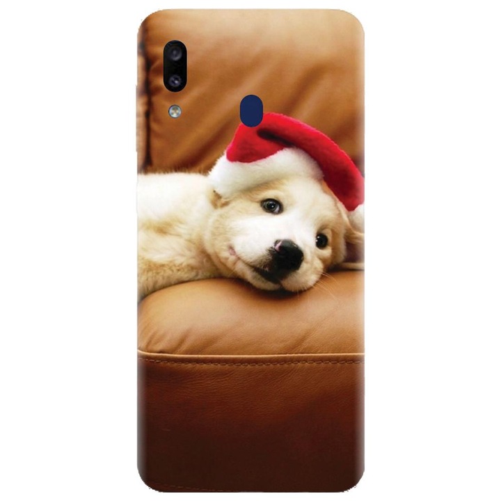 Husa din silicon compatibila cu Samsung Galaxy A40 - model Christmas Puppy