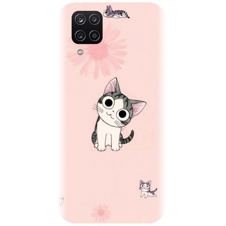 Husa din silicon compatibila cu Samsung Galaxy A12 / A12 Nacho - model Cute cat