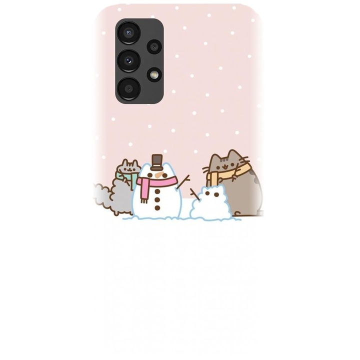 Husa din silicon compatibila cu Samsung Galaxy A32 5G / A32 EE 5G - model Cat And Snowman