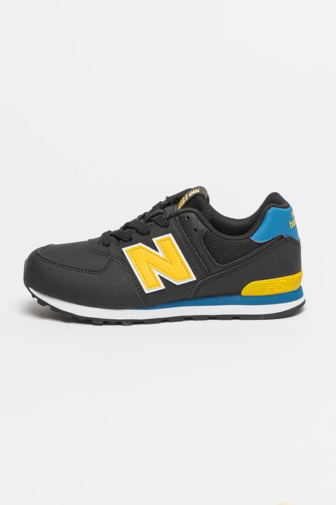 New Balance, Pantofi sport cu garnituri contrastante 574, Negru, 37 EU