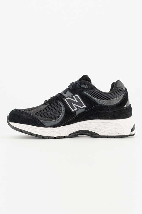 New Balance, Pantofi sport cu garnituri din piele intoarsa 2002 R, Negru stins/Gri inchis