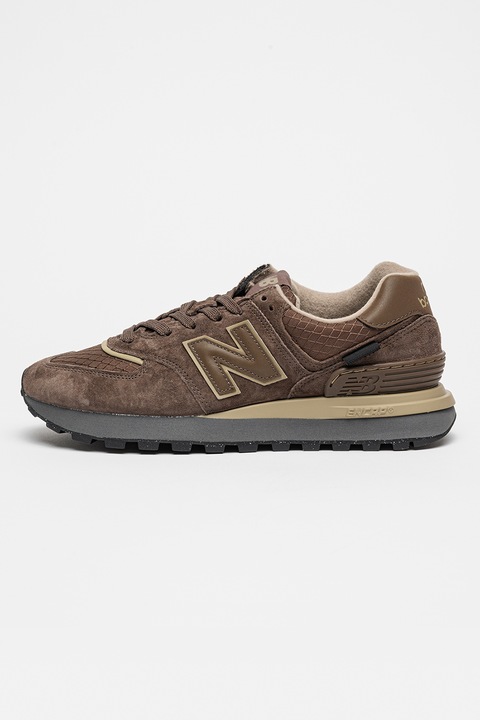 New Balance, Спортни обувки 574 с велур и текстил, Каки/Сиво-кафяв