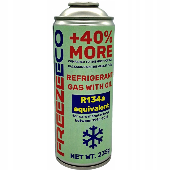 Комплект за пълнене на автоклиматик FreezeEco R134a, 235g, с масло и предпазен клапан