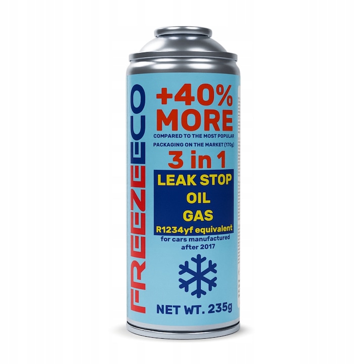 Hűtőközeg klímaberendezéshez FreezeEco 3 az 1-ben, R1234yf, 235g, 2016 utáni járművekhez