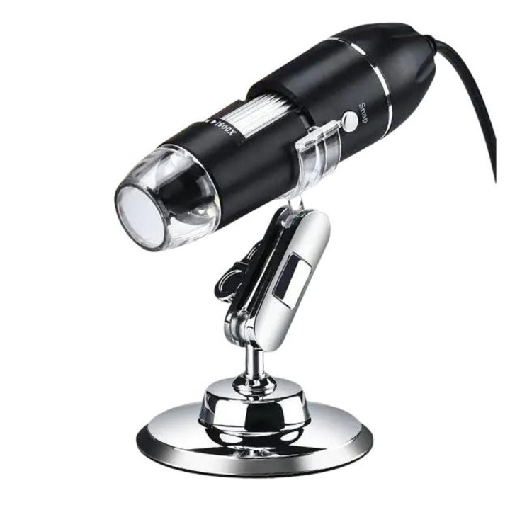 RESTEQ USB digitális mikroszkóp, LED világítás 8 dióda, 1600X zoom, 11x3,3 cm